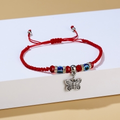 Butterfly Elephant Turtle Owl Cat Blue Eyes Red Rope Adjustable Bracelet Women Jewelry Butterfly